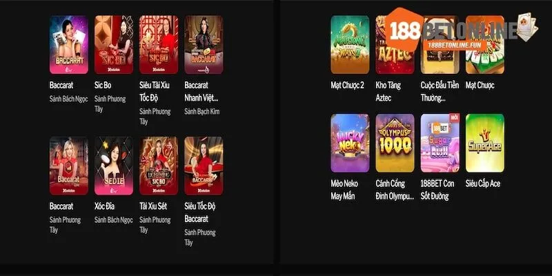 Điểm danh các hạng mục thú vị tại 188BET Điểm danh các hạng mục thú vị tại 188BET