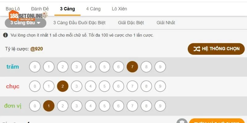 Nhận thưởng siêu khủng khi cược ba càng