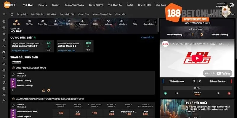 Nhiều trò chơi hay trên chuyên mục Esports 188BET Nhiều trò chơi hay trên chuyên mục Esports 188BET