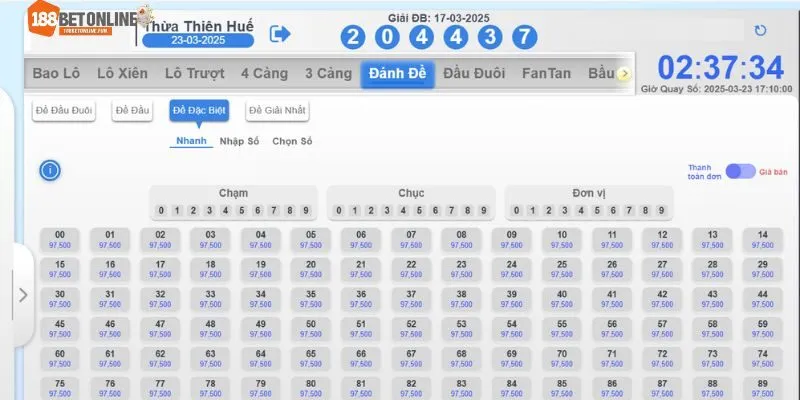 Thử sức với nhiều kiểu cược lô đề xổ số miền Trung tại 188bet